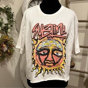 Sublime White Graphic T-Shirt, Cropped, Distressed, M/L Unisex